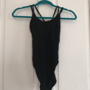 Capezio black crisscross camisole leotard. Size S